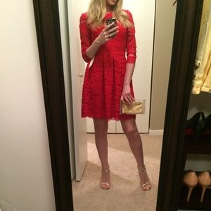 Shoshanna red lace dress
